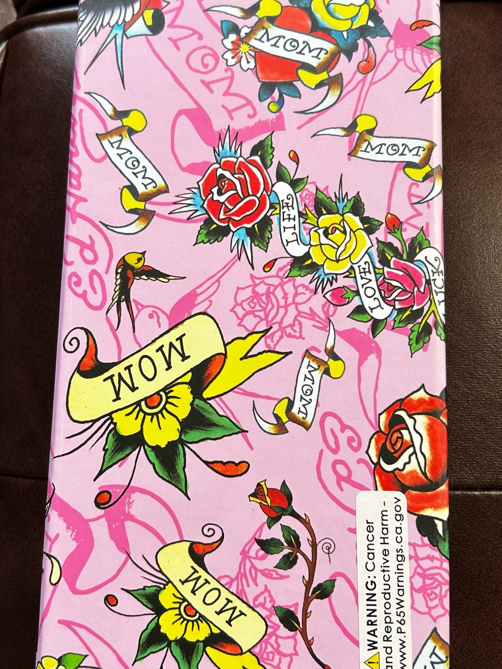 Ed Hardy Pink Zip-Around Wallet with Heart Key Ring - Picture 5 of 9